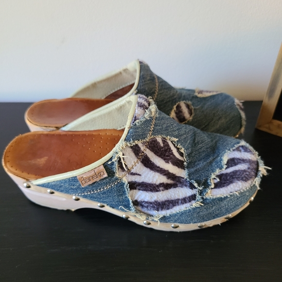 denim dansko clogs